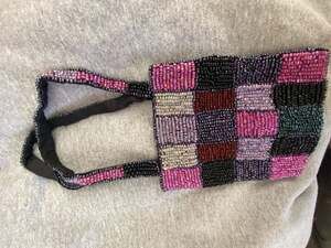 Karavan Beaded Checkerboard Mini Handbag Purse Multi Color Y2K